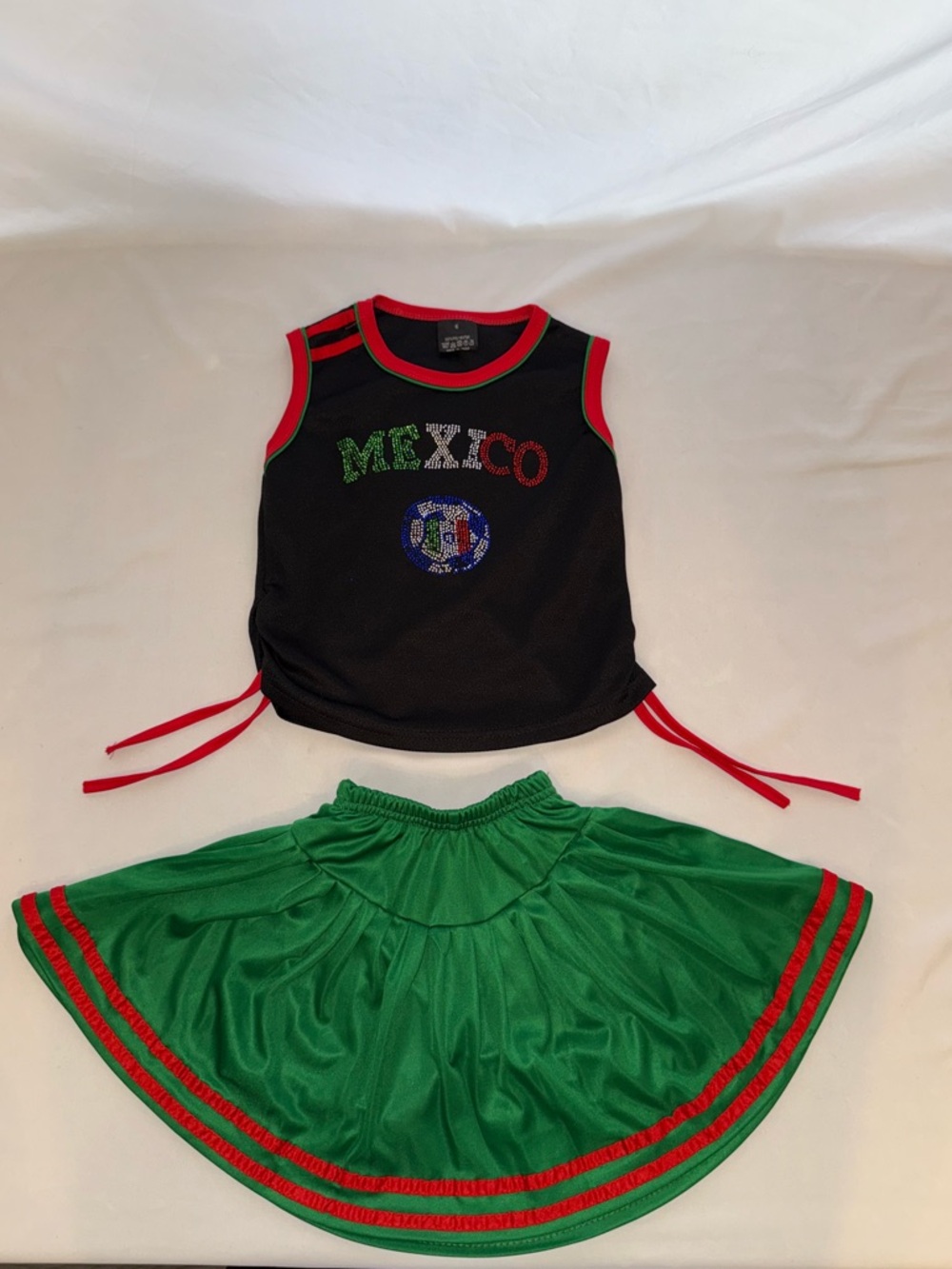 MEXICANA Girls Green and Black Mexico Two-Piece Outfit